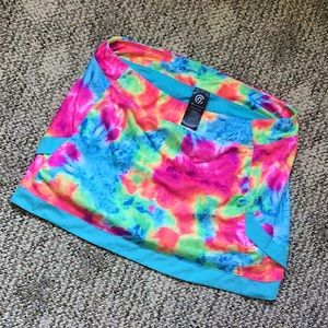 Vibrant tie dye tennis skirt with built in shorts